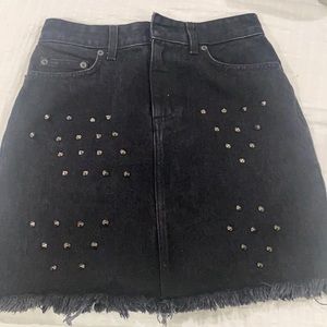 LF black denim skirt with studs